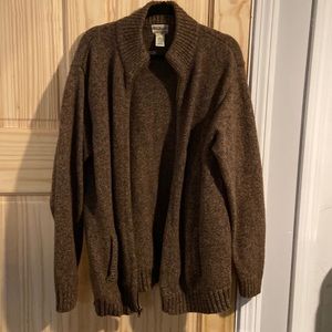 Brown L.L. Bean wool full zip sweater